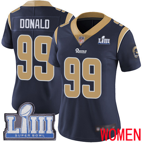 Los Angeles Rams Limited Navy Blue Women Aaron Donald Home Jersey NFL Football #99 Super Bowl LIII Bound Vapor Untouchable->los angeles rams->NFL Jersey